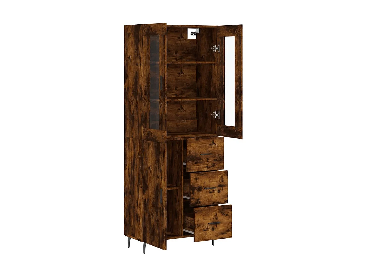 Buffet haut Chêne fumé 69,5x34x180 cm Bois d'ingénierie QWE39677