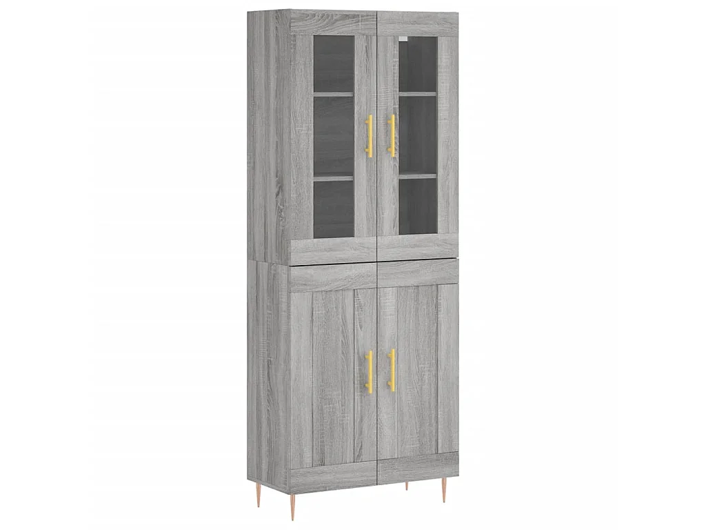 Buffet haut Sonoma gris 69,5x34x180 cm Bois d'ingénierie QWE88650