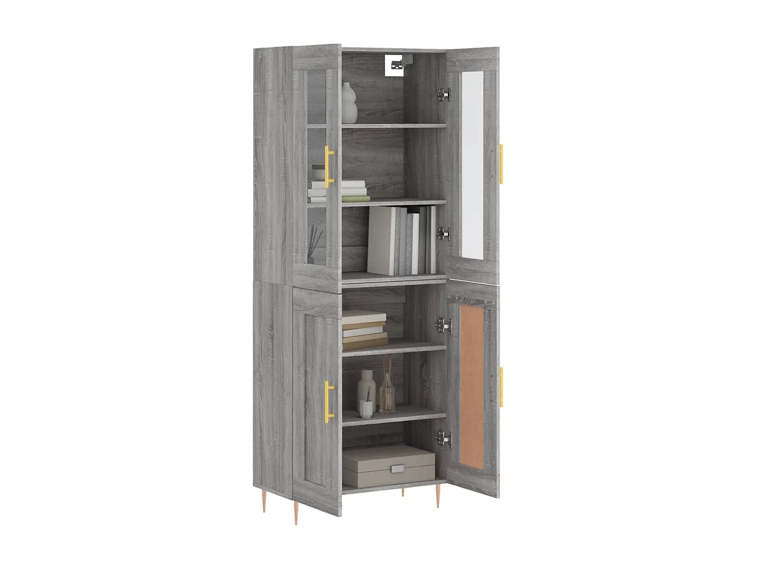 Buffet haut Sonoma gris 69,5x34x180 cm Bois d'ingénierie QWE88650