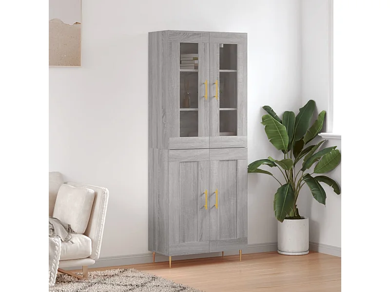 Highboard,Kommode Grau Sonoma 69,5x34x180 cm Holzwerkstoff -gkd526697