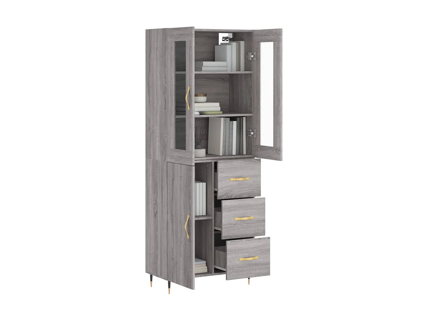 Buffet haut Sonoma gris 69,5x34x180 cm Bois d'ingénierie QWE24646