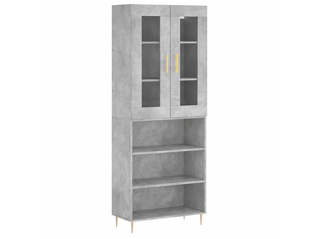Buffet haut Gris béton 69,5x34x180 cm Bois d'ingénierie QWE48933