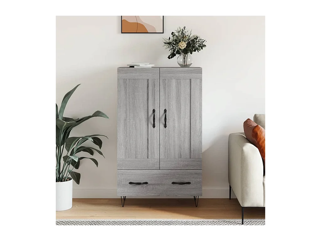 Buffet haut sonoma gris 69,5x31x115 cm bois d'ingénierie QWE56069