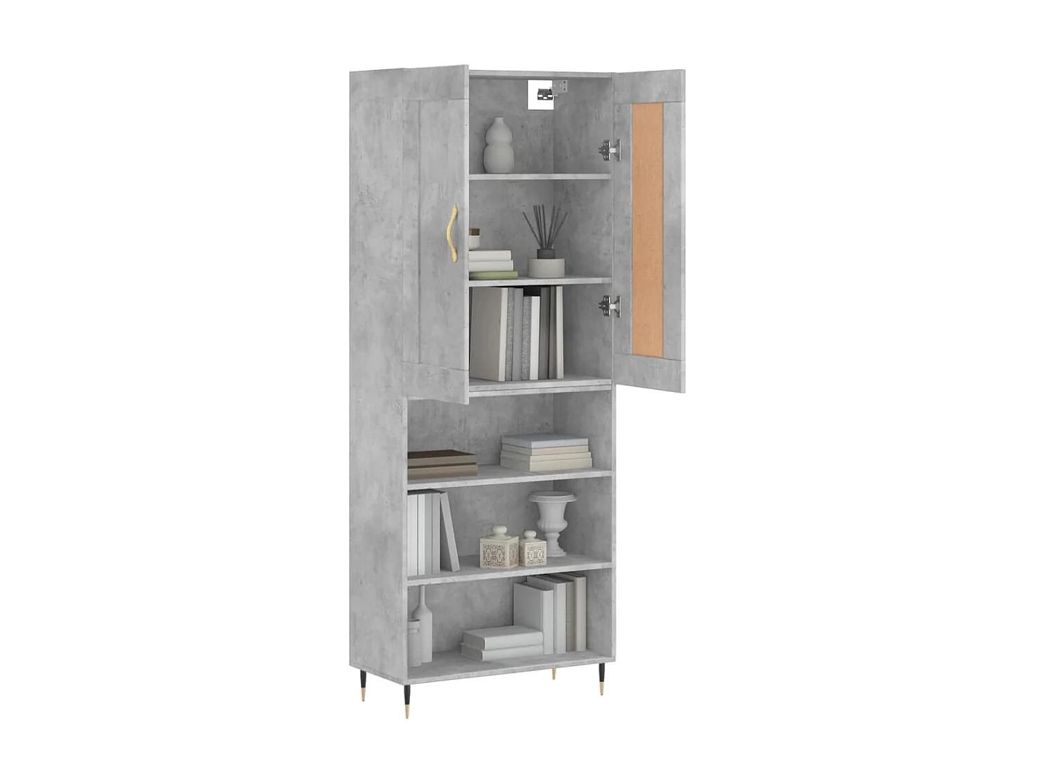 Highboard,Kommode Betongrau 69,5x34x180 cm Holzwerkstoff -gkd262356