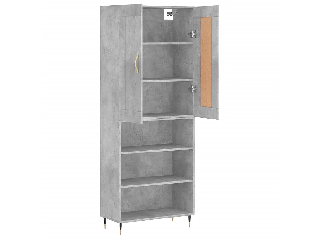 Highboard,Kommode Betongrau 69,5x34x180 cm Holzwerkstoff -gkd262356