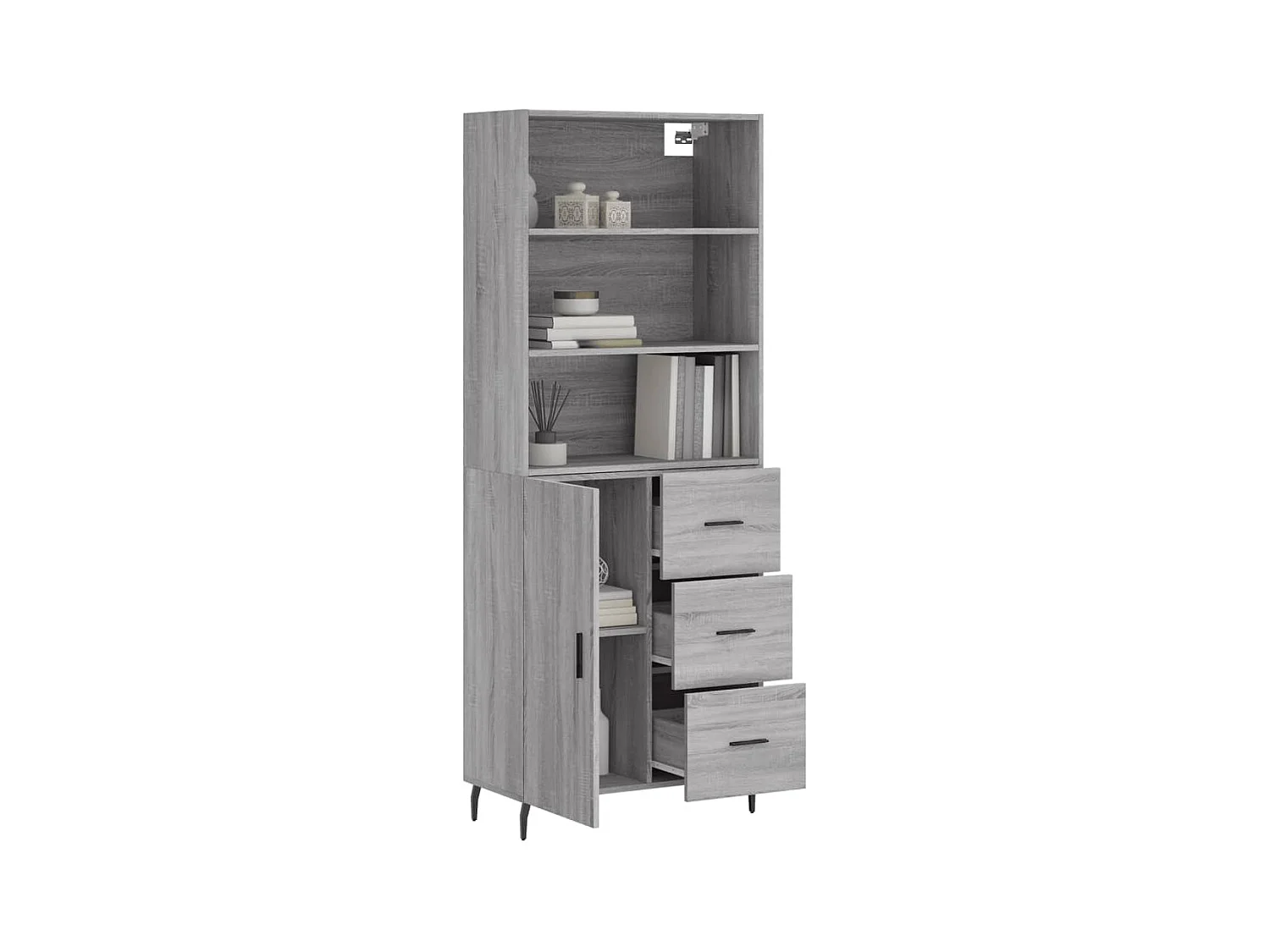 Buffet haut Sonoma gris 69,5x34x180 cm Bois d'ingénierie QWE69694