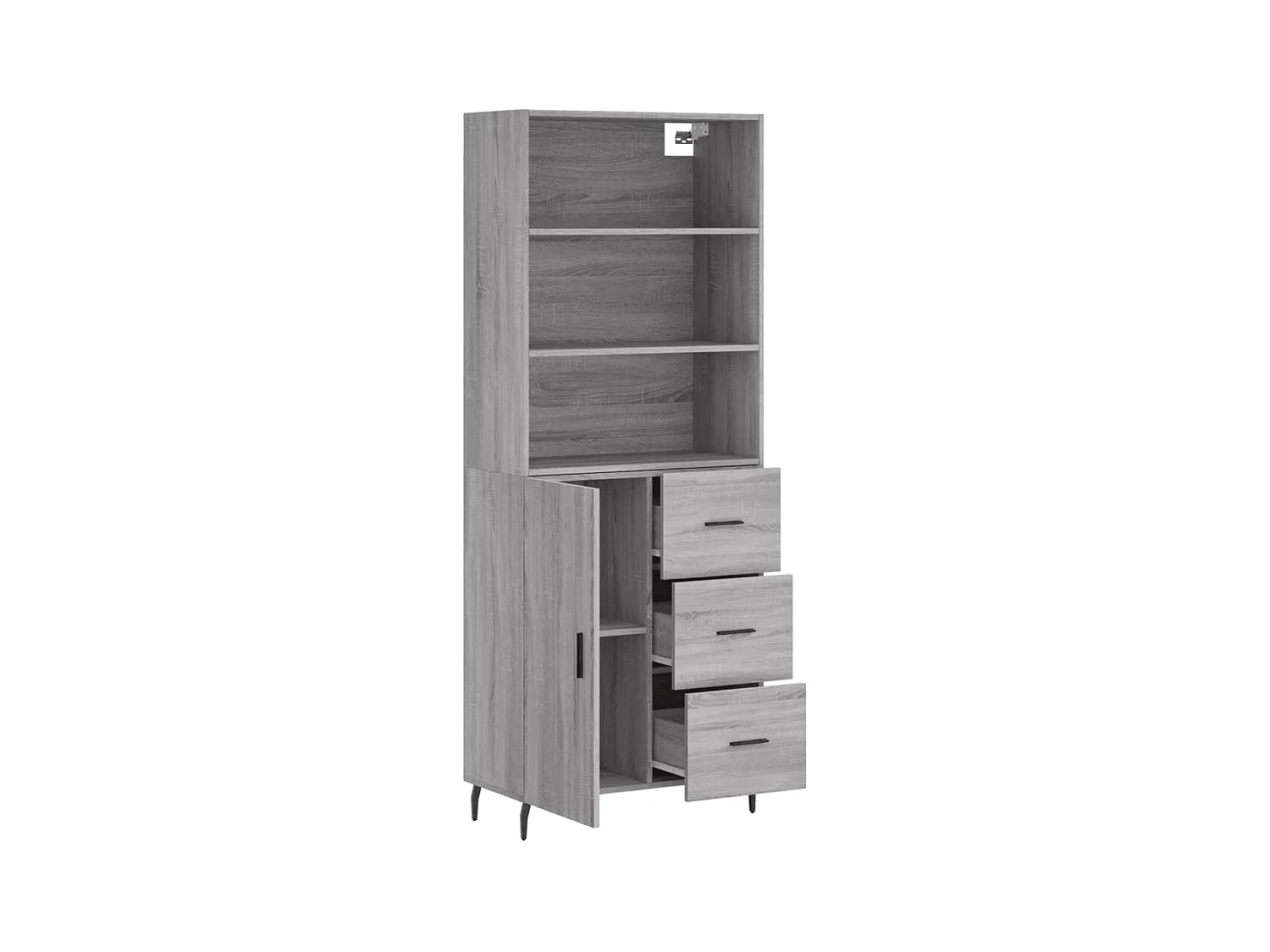 Buffet haut Sonoma gris 69,5x34x180 cm Bois d'ingénierie QWE69694