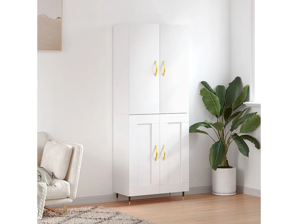 Highboard,Kommode Weiß 69,5x34x180 cm Holzwerkstoff -gkd980313