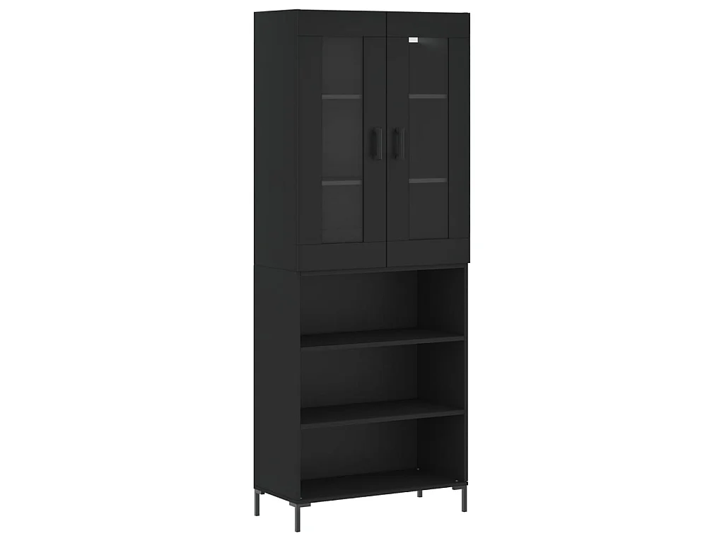 Highboard,Kommode Schwarz 69,5x34x180 cm Holzwerkstoff -gkd618137