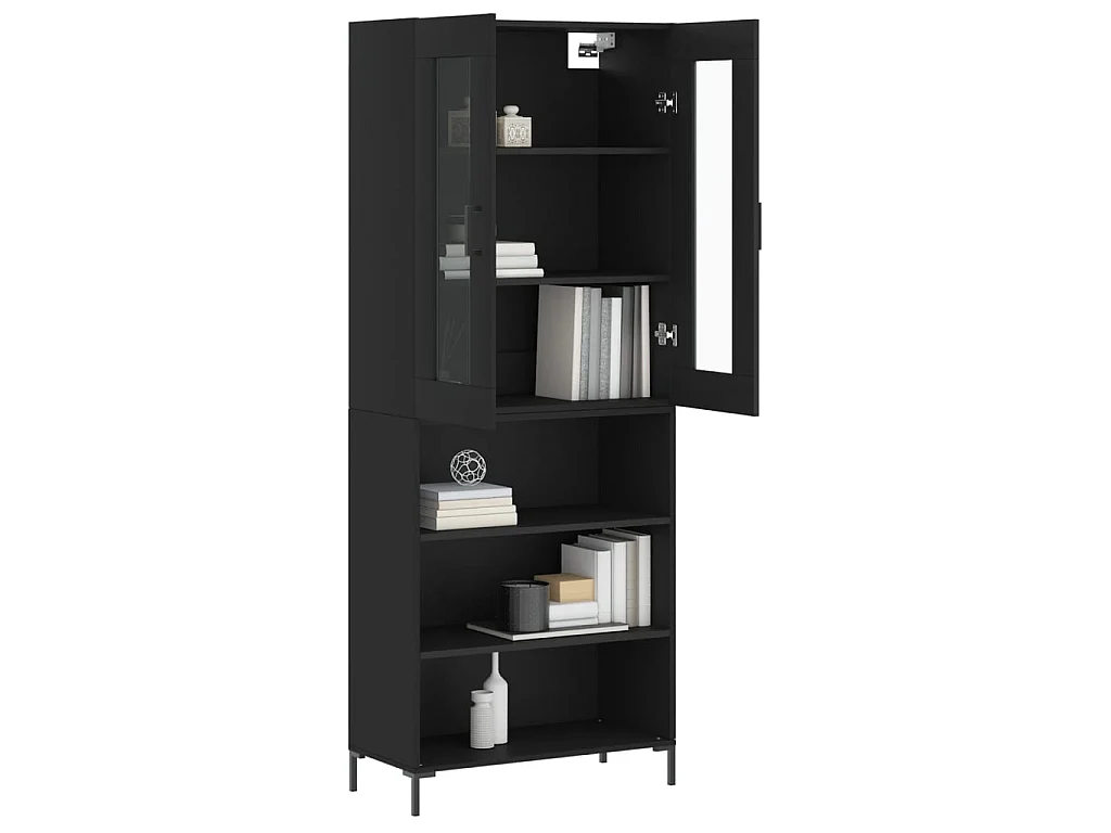 Highboard,Kommode Schwarz 69,5x34x180 cm Holzwerkstoff -gkd618137