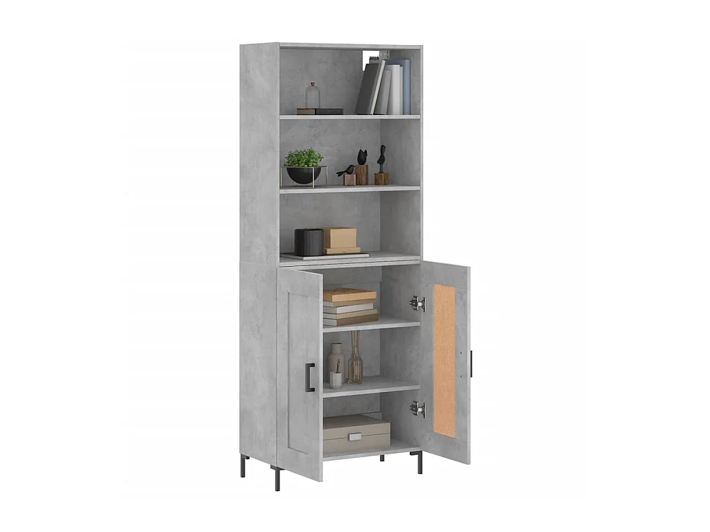 Highboard,Kommode Betongrau 69,5x34x180 cm Holzwerkstoff -gkd170528