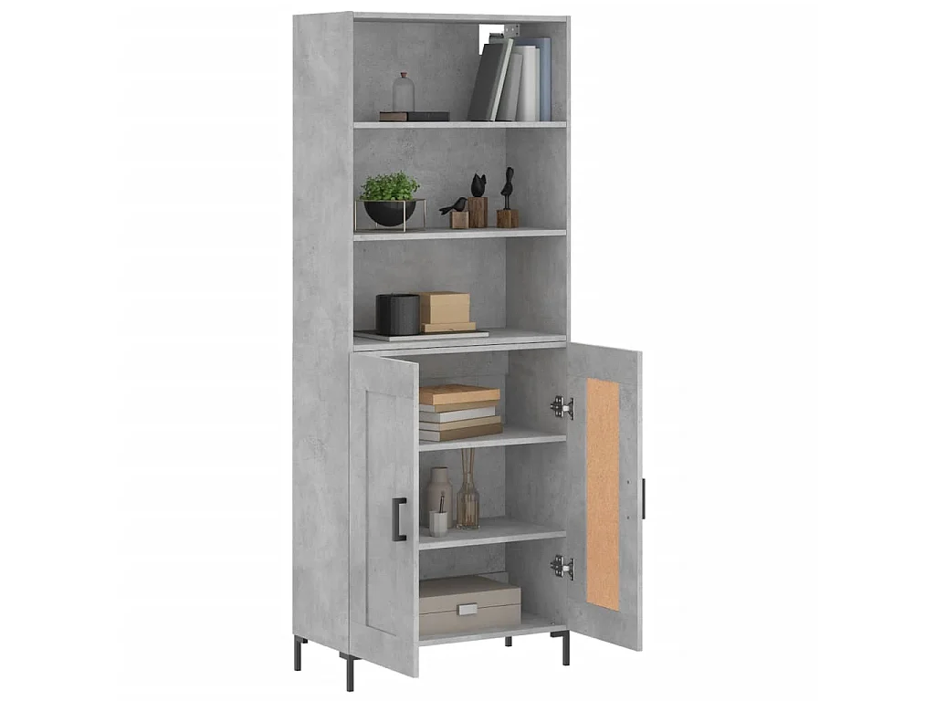 Buffet haut Gris béton 69,5x34x180 cm Bois d'ingénierie QWE63798