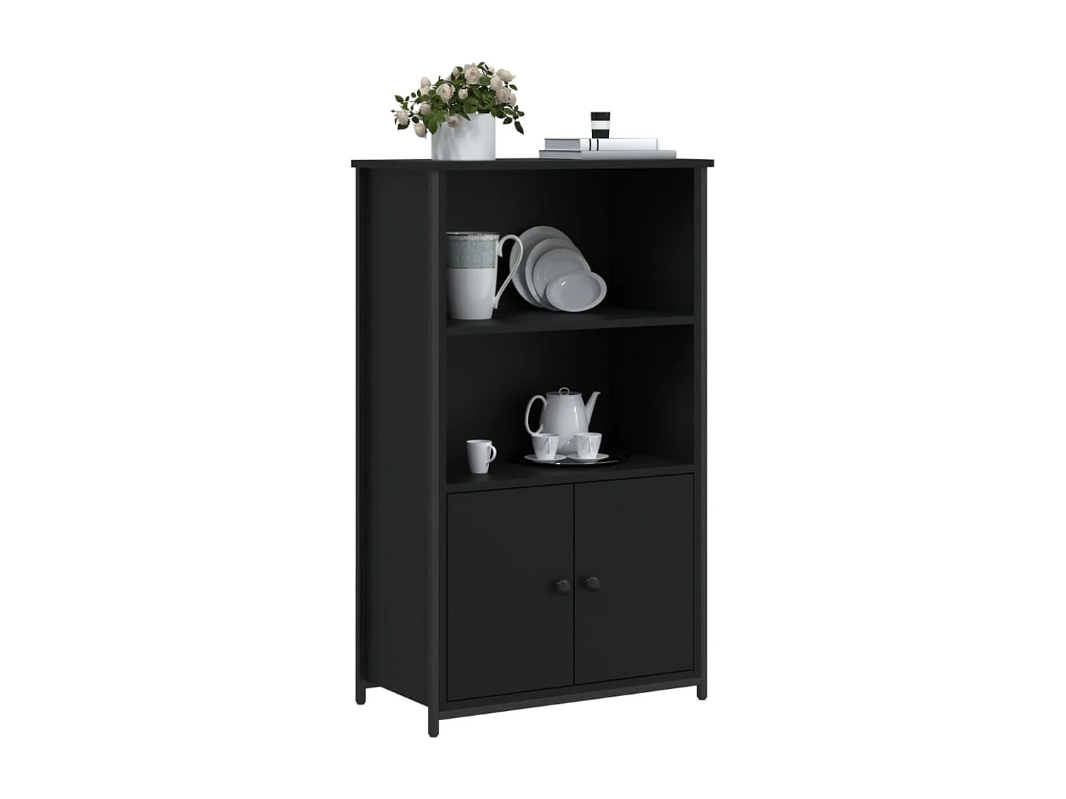 Buffet haut noir 62x32x103,5 cm bois d'ingénierie QWE72410