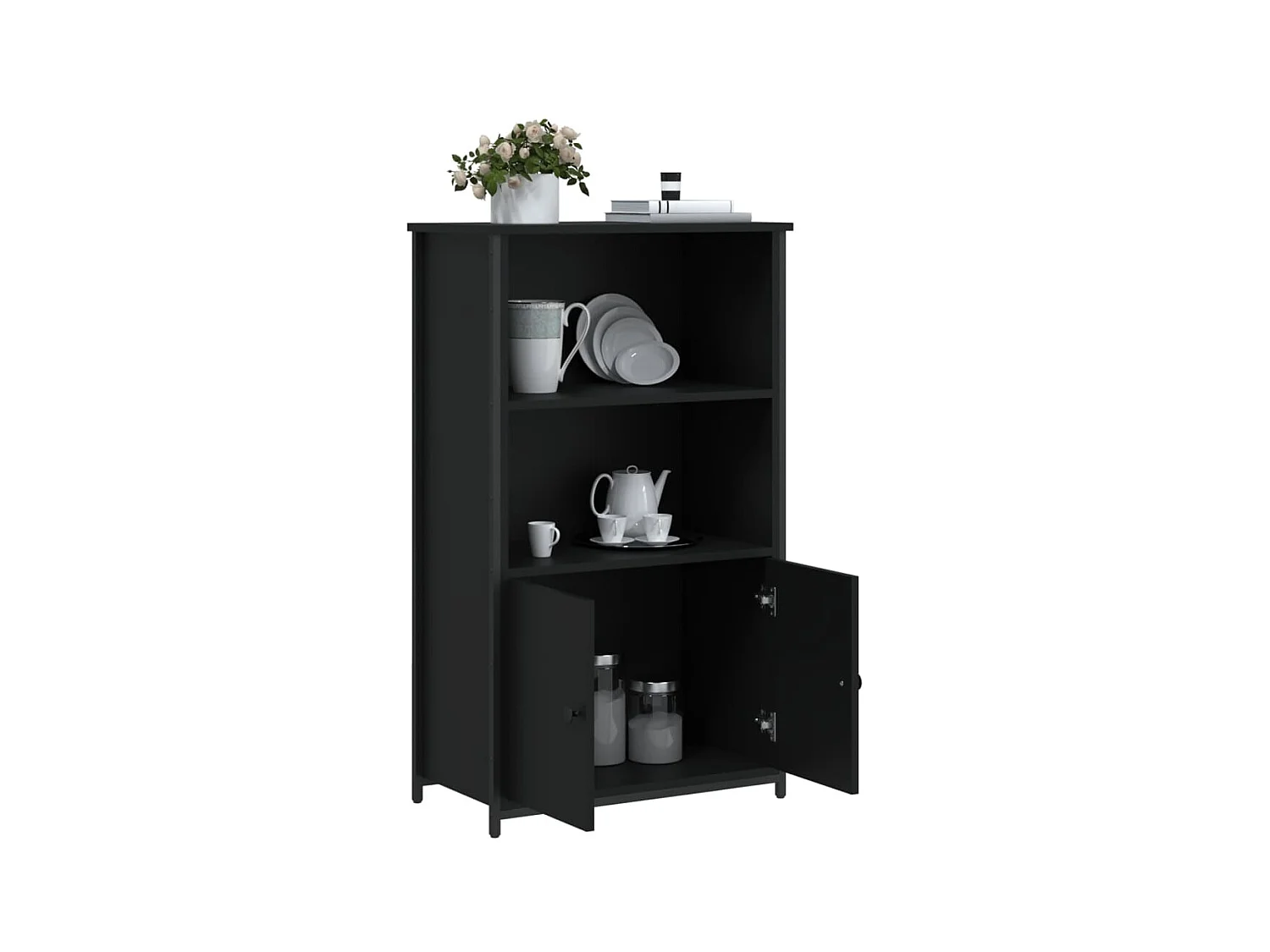 Highboard,Kommode Schwarz 62x32x103,5 cm Holzwerkstoff -gkd682663