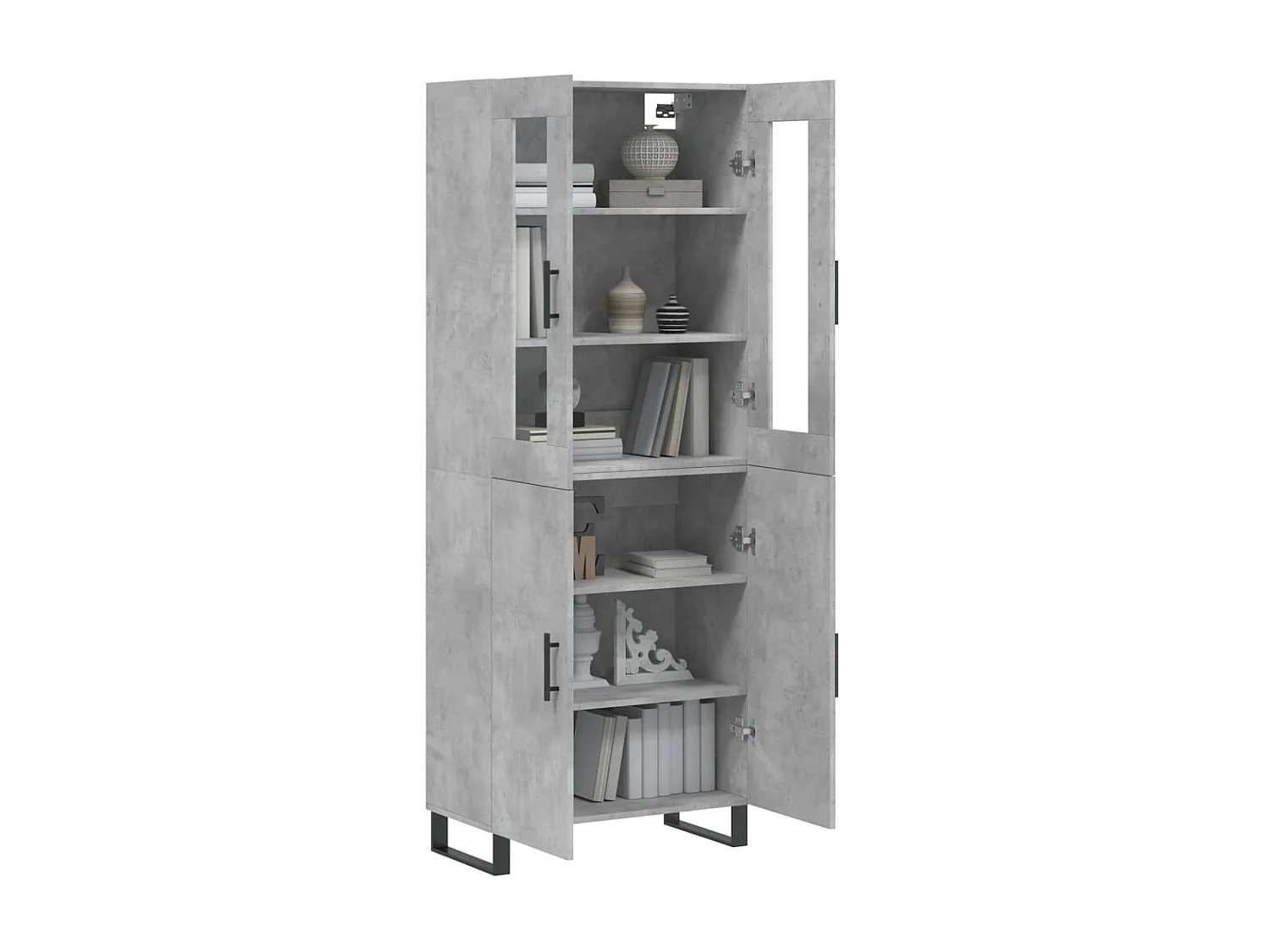 Buffet haut Gris béton 69,5x34x180 cm Bois d'ingénierie QWE68050