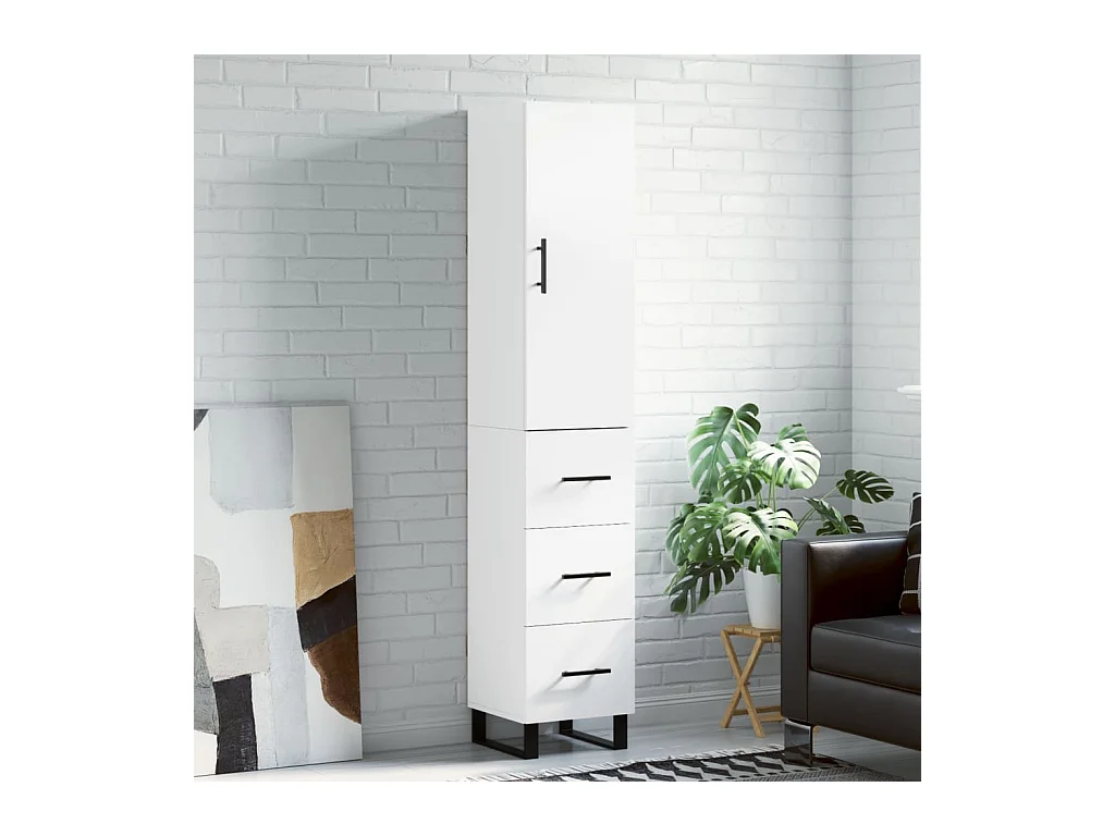 Buffet haut Blanc 34,5x34x180 cm Bois d'ingénierie QWE42482