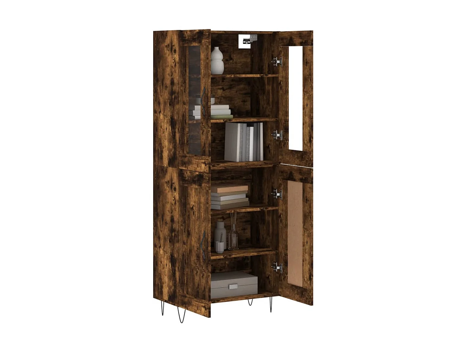 Buffet haut Chêne fumé 69,5x34x180 cm Bois d'ingénierie QWE19625