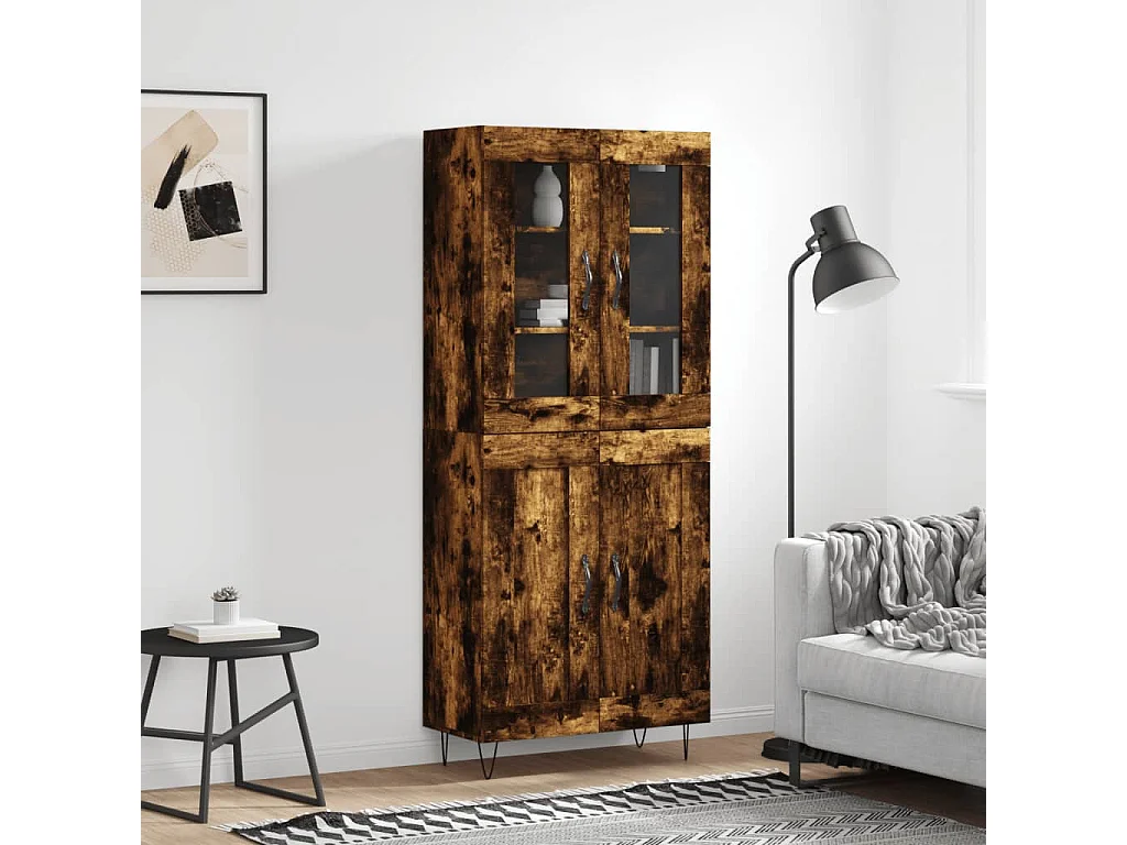 Highboard,Kommode Räuchereiche 69,5x34x180 cm Holzwerkstoff -gkd887930