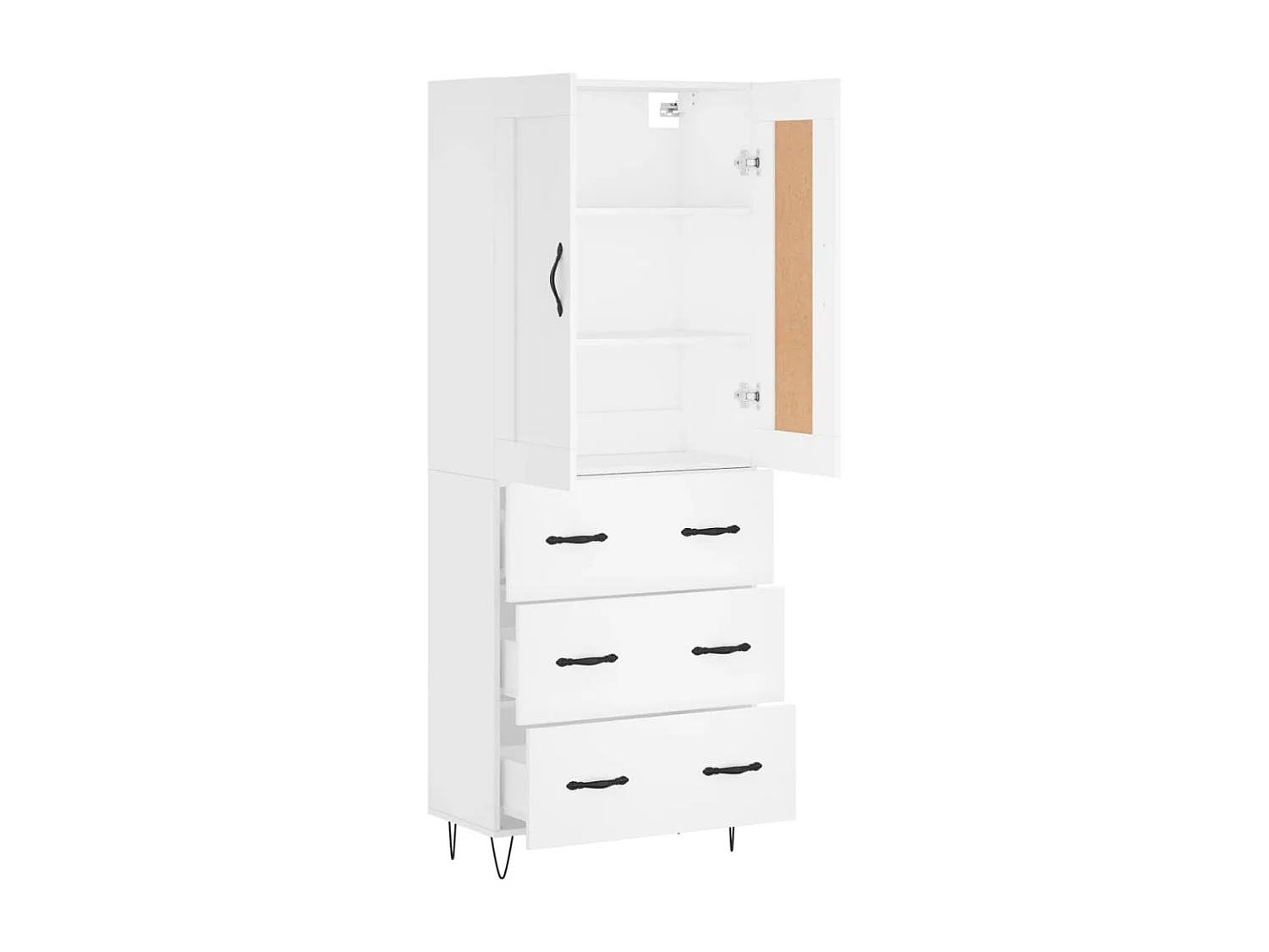 Highboard,Kommode Weiß 69,5x34x180 cm Holzwerkstoff -gkd366899
