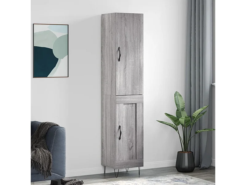 Buffet haut Sonoma gris 34,5x34x180 cm Bois d'ingénierie QWE78921