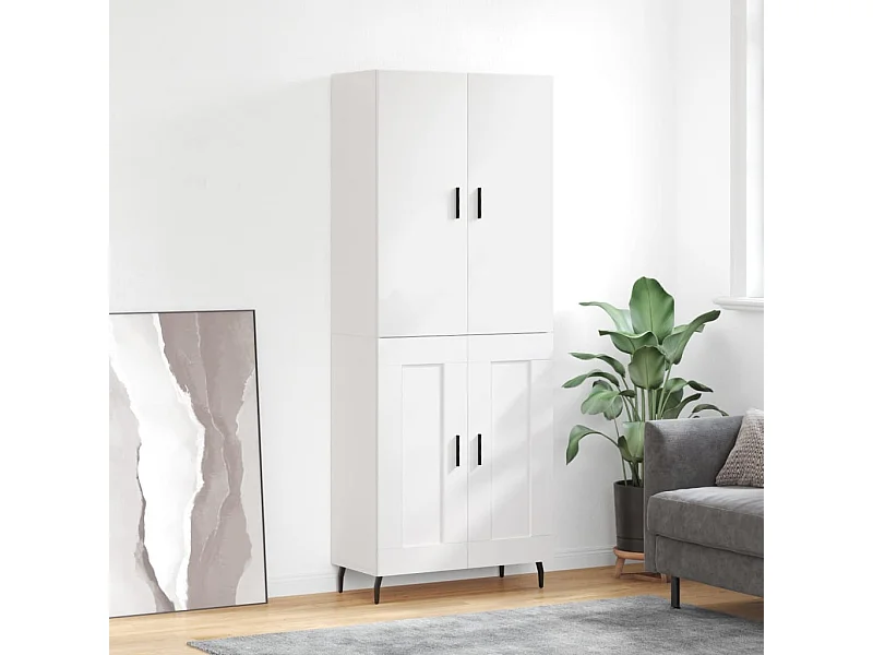 Hoge kast 69,5x34x180 cm bewerkt hout wit NL179128