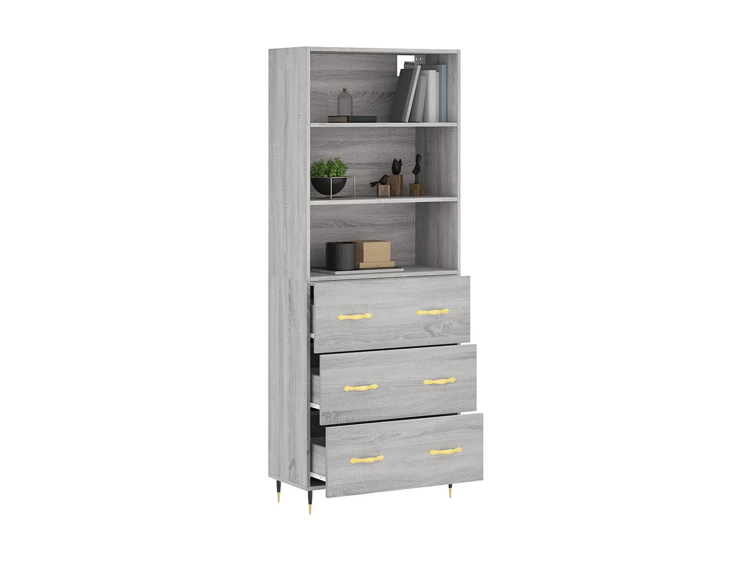 Buffet haut Sonoma gris 69,5x34x180 cm Bois d'ingénierie QWE73520