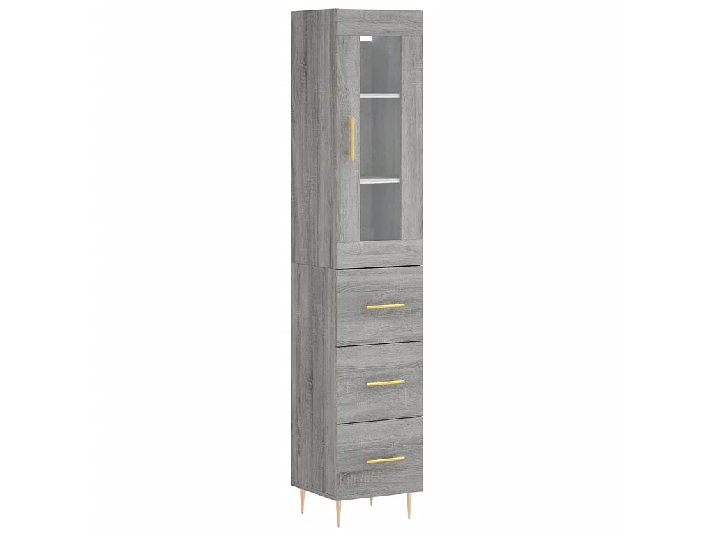 Highboard,Kommode Grau Sonoma 34,5x34x180 cm Holzwerkstoff -gkd480107