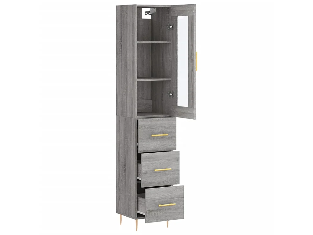 Highboard,Kommode Grau Sonoma 34,5x34x180 cm Holzwerkstoff -gkd480107