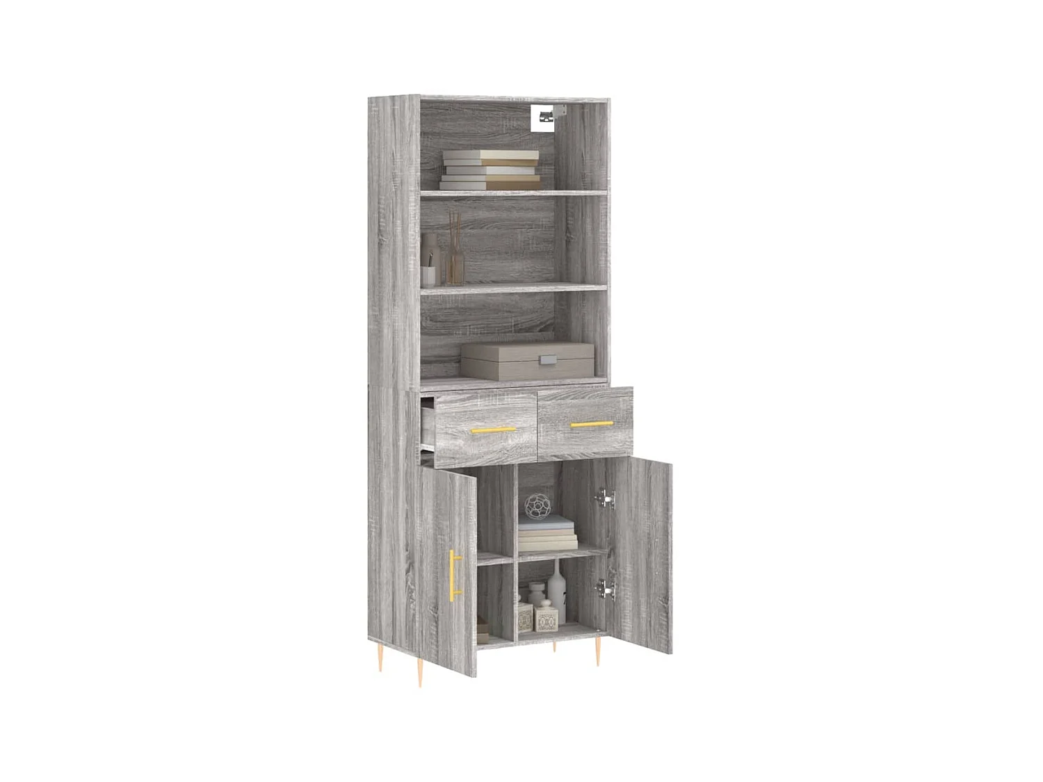 Buffet haut Sonoma gris 69,5x34x180 cm Bois d'ingénierie QWE91005