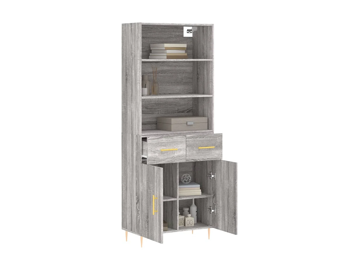 Buffet haut Sonoma gris 69,5x34x180 cm Bois d'ingénierie QWE91005