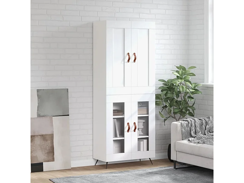 Highboard,Kommode Weiß 69,5x34x180 cm Holzwerkstoff -gkd251054