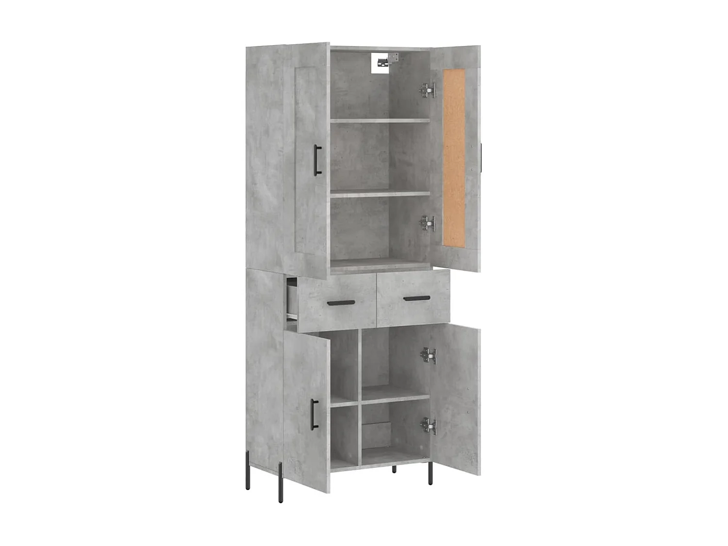 Buffet haut Gris béton 69,5x34x180 cm Bois d'ingénierie QWE65179