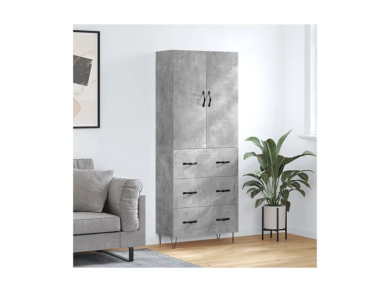 Aparador alto 69,5x34x180 cm derivados de madeira cinza cimento PT911447