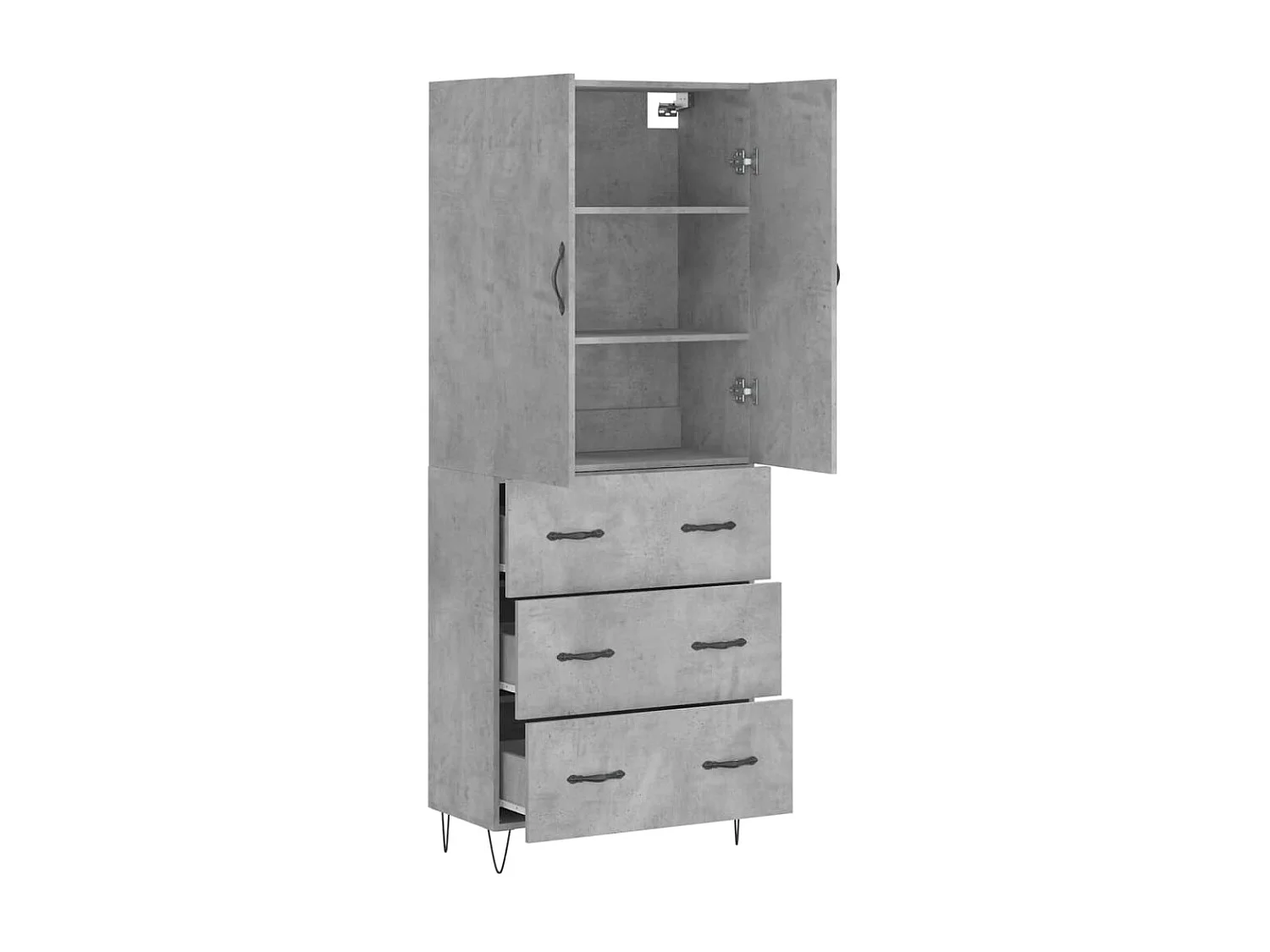 Aparador alto 69,5x34x180 cm derivados de madeira cinza cimento PT911447