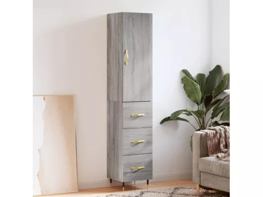 Kauf Unique Highboard,Kommode Grau Sonoma 34,5x34x180 cm Holzwerkstoff -gkd277224