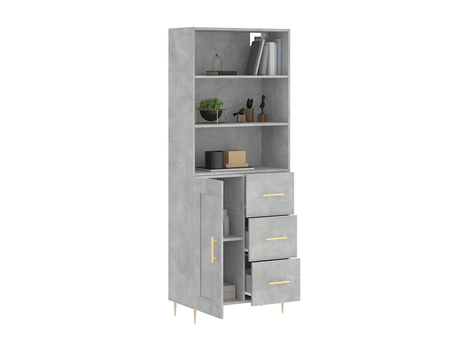 Highboard,Kommode Betongrau 69,5x34x180 cm Holzwerkstoff -gkd556385