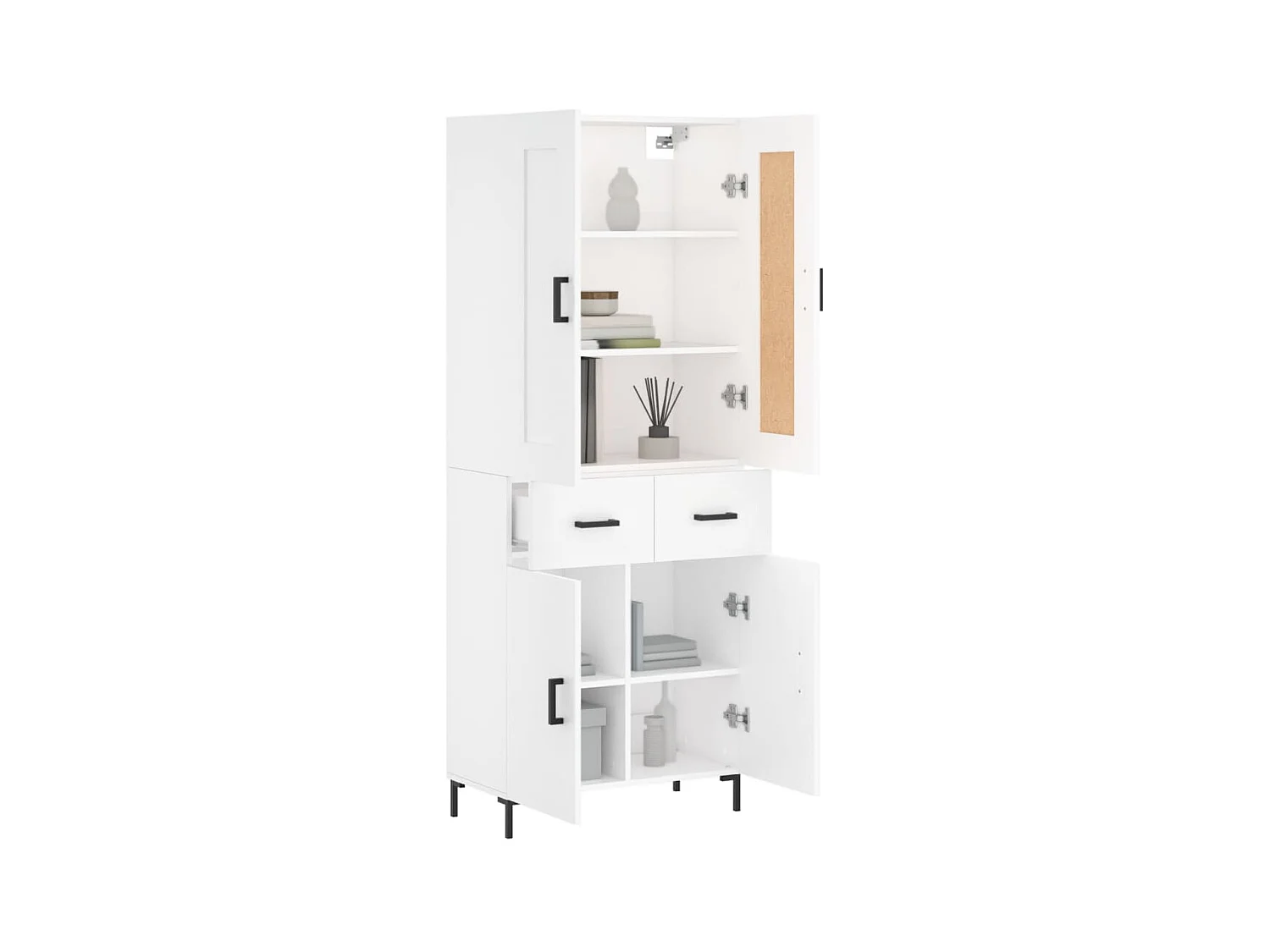 Aparador alto madera contrachapada blanco 69,5x34x180 cm ES77891