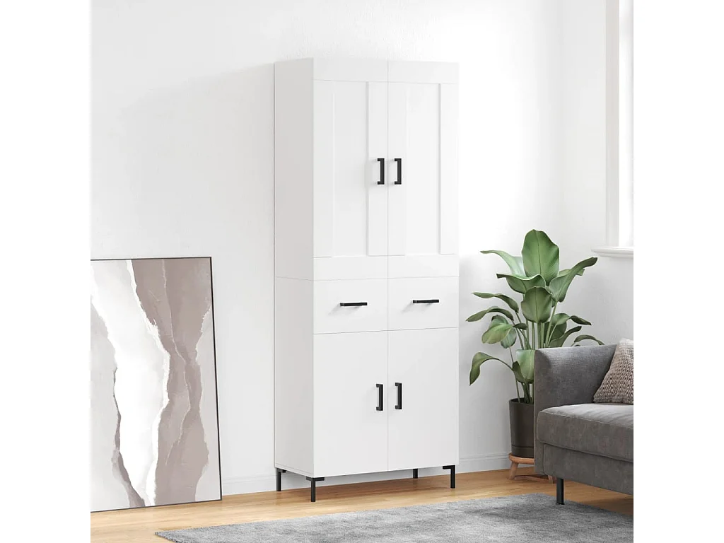 Highboard,Kommode Weiß 69,5x34x180 cm Holzwerkstoff -gkd858571