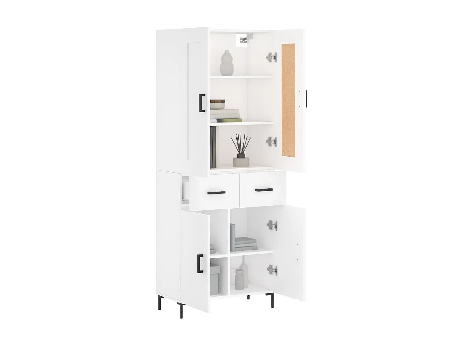Highboard,Kommode Weiß 69,5x34x180 cm Holzwerkstoff -gkd858571