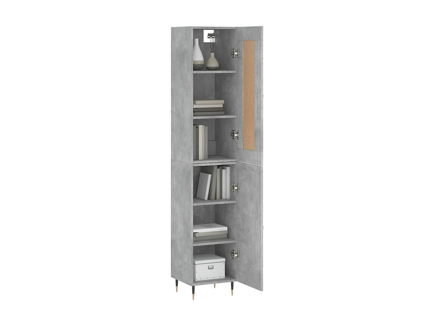 Buffet haut Gris béton 34,5x34x180 cm Bois d'ingénierie QWE53513
