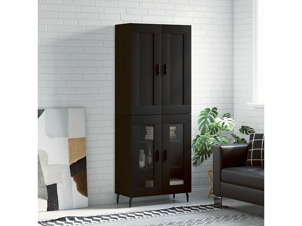 Highboard,Kommode Schwarz 69,5x34x180 cm Holzwerkstoff -gkd966554