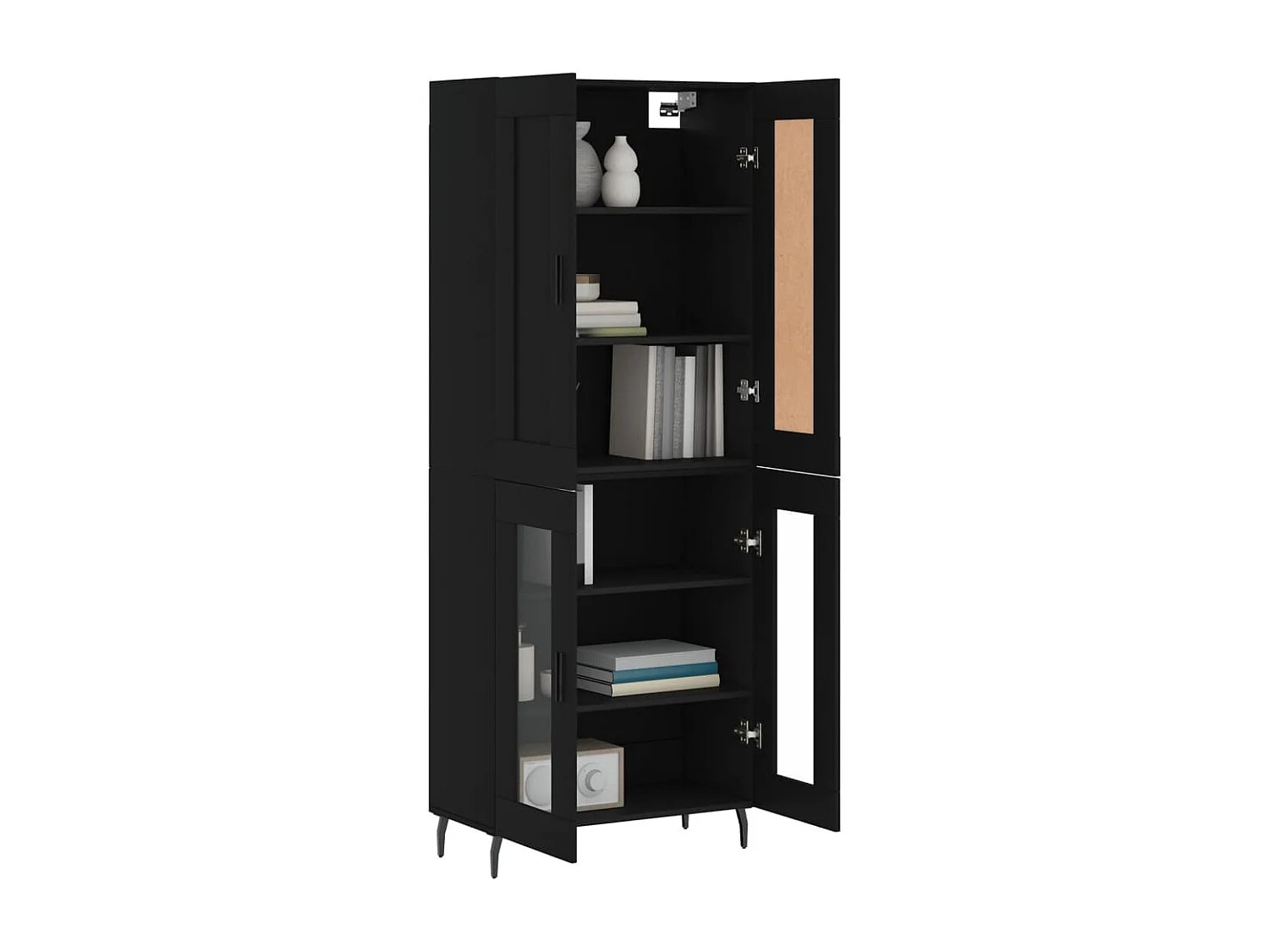 Highboard,Kommode Schwarz 69,5x34x180 cm Holzwerkstoff -gkd966554