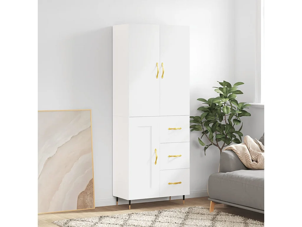 Aparador alto madera contrachapada blanco 69,5x34x180 cm ES37754