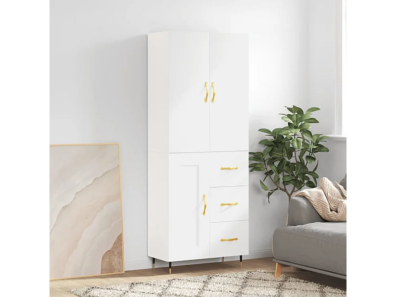 Aparador alto madera contrachapada blanco 69,5x34x180 cm ES37754