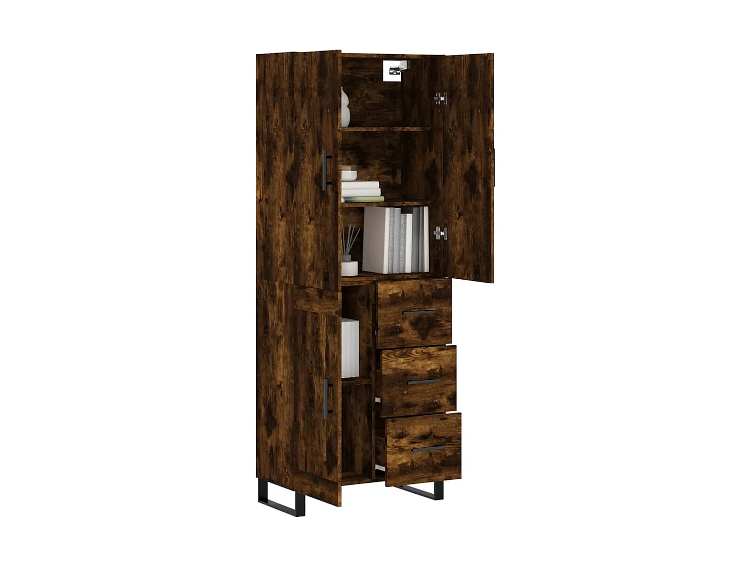 Aparador alto madera contrachapada roble ahumado 69,5x34x180 cm ES71334