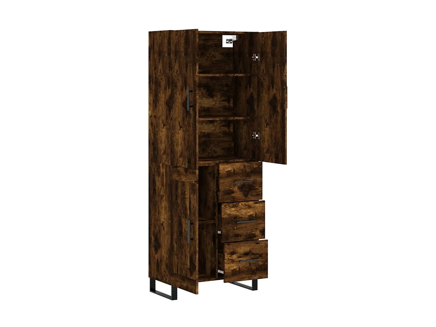 Highboard,Kommode Räuchereiche 69,5x34x180 cm Holzwerkstoff -gkd243452