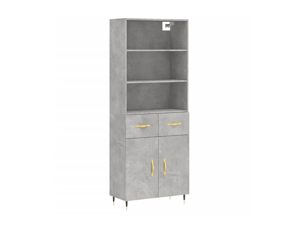 Highboard,Kommode Betongrau 69,5x34x180 cm Holzwerkstoff -gkd571347