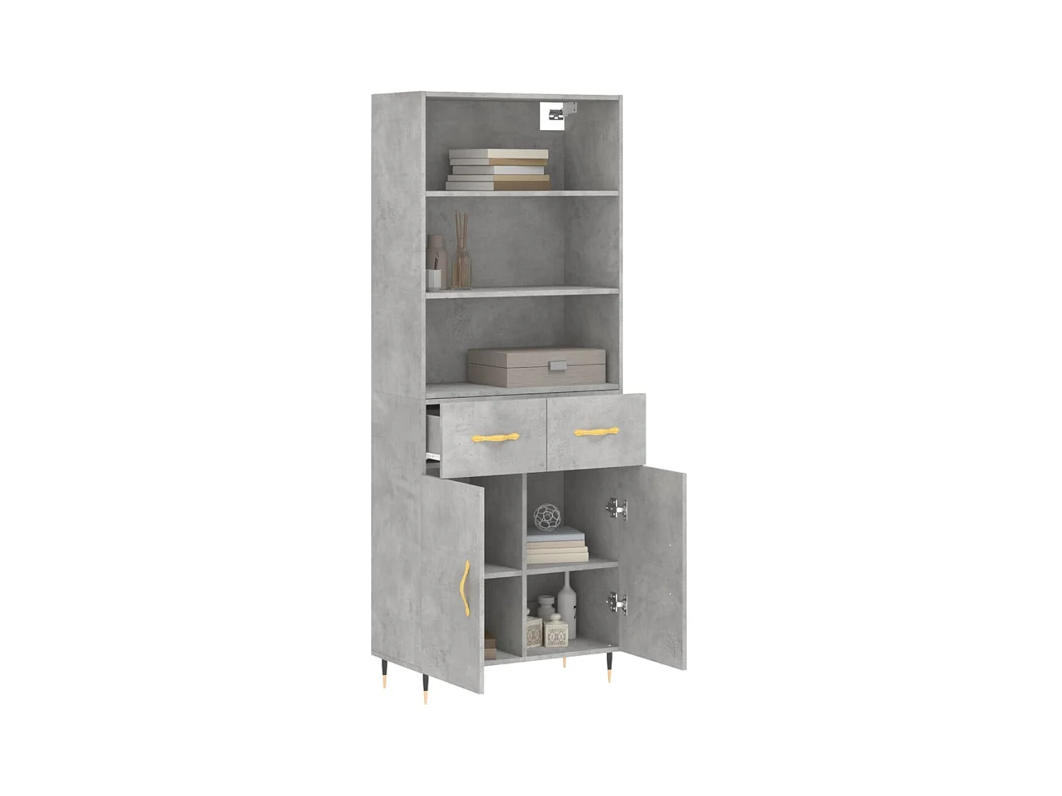 Highboard,Kommode Betongrau 69,5x34x180 cm Holzwerkstoff -gkd571347