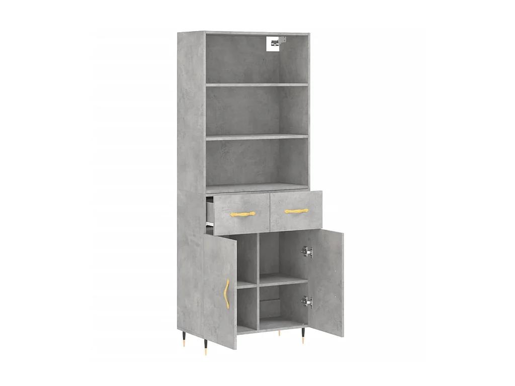 Highboard,Kommode Betongrau 69,5x34x180 cm Holzwerkstoff -gkd571347