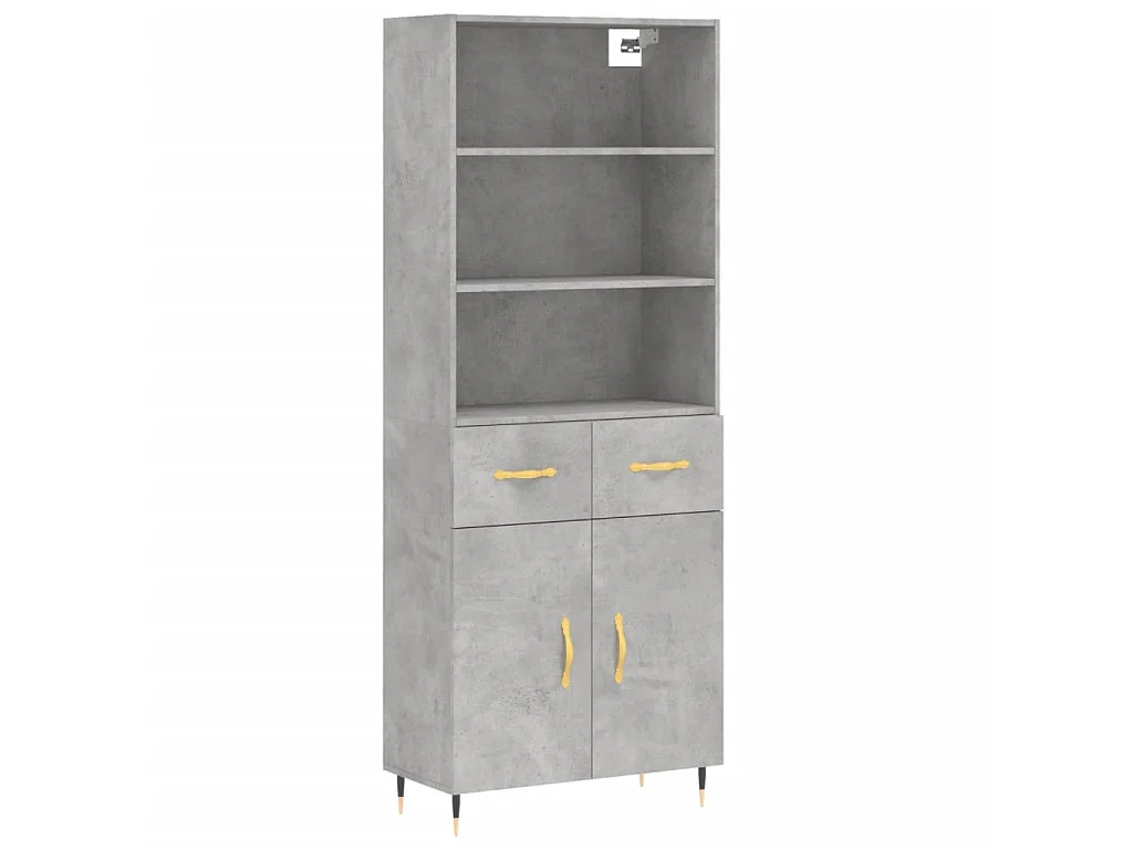 Highboard,Kommode Betongrau 69,5x34x180 cm Holzwerkstoff -gkd571347